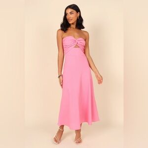 Petal and Pup Rosetta Dress in Pink Strapless Midi Linen Blend Women's Size 4